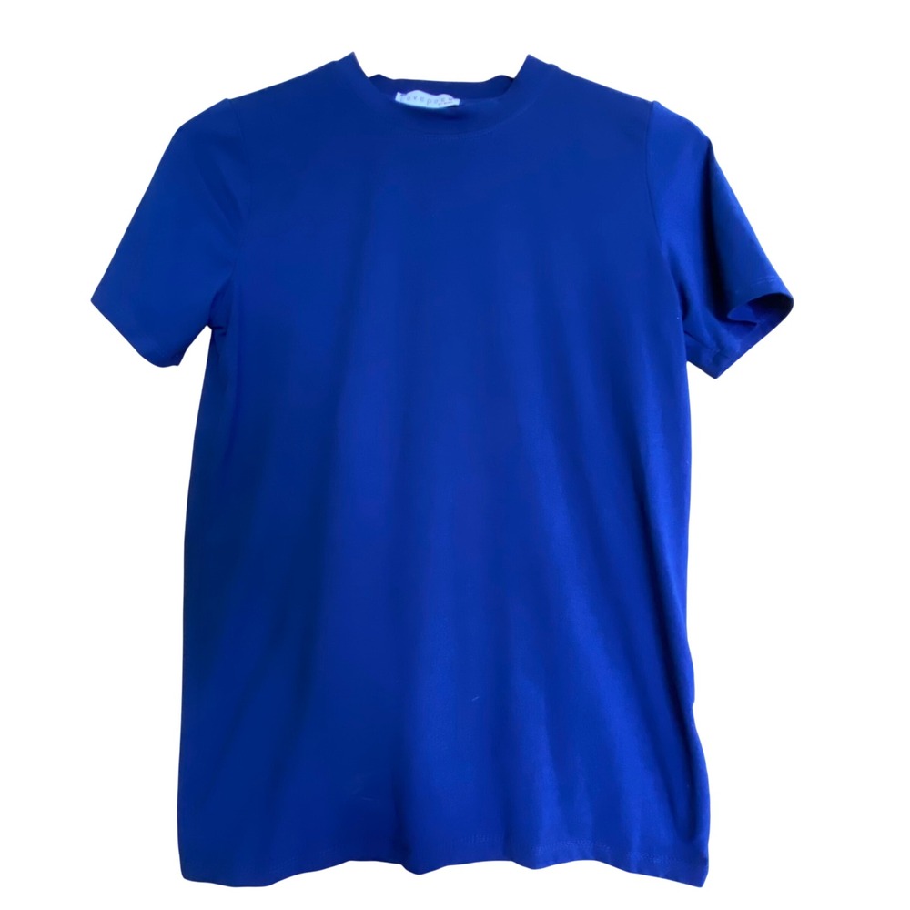 Lovepoem by Block Womens Small T-Shirt Royal‎ Blue Short Sleeve Spandex SET-701